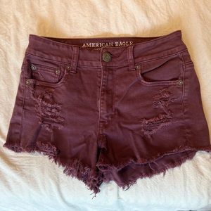Maroon Jean Shorts